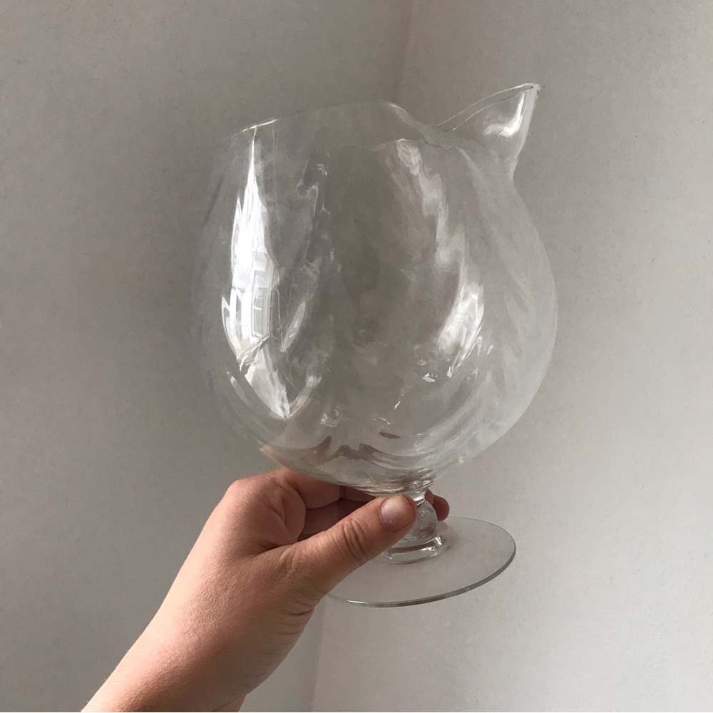 Vintage mcm clear glass empoli optic fishbowl pitcher